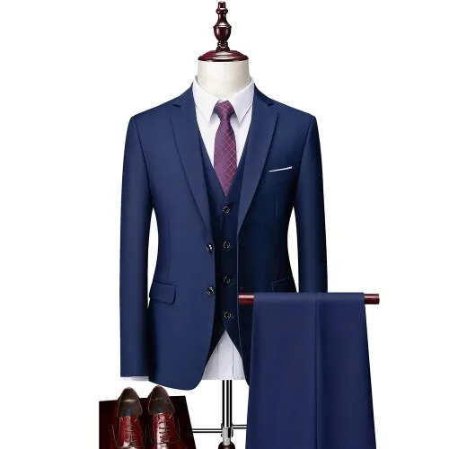 Men's 12 Color High Quality Cotton 3-Piece Suit