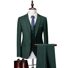 Men's 12 Color High Quality Cotton 3-Piece Suit