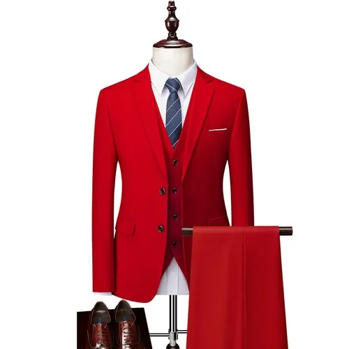 Men's 12 Color High Quality Cotton 3-Piece Suit
