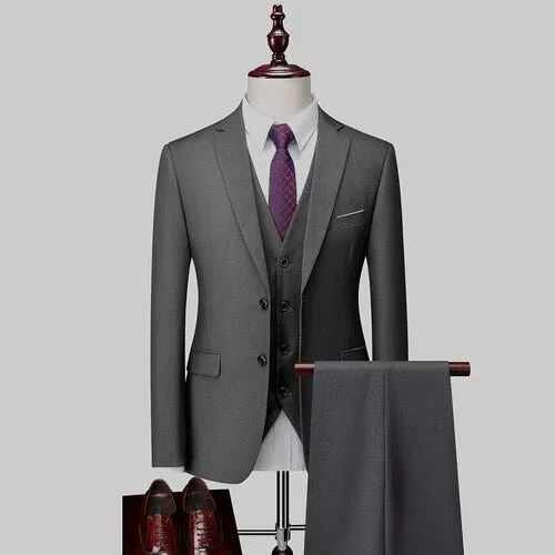 Men's 12 Color High Quality Cotton 3-Piece Suit