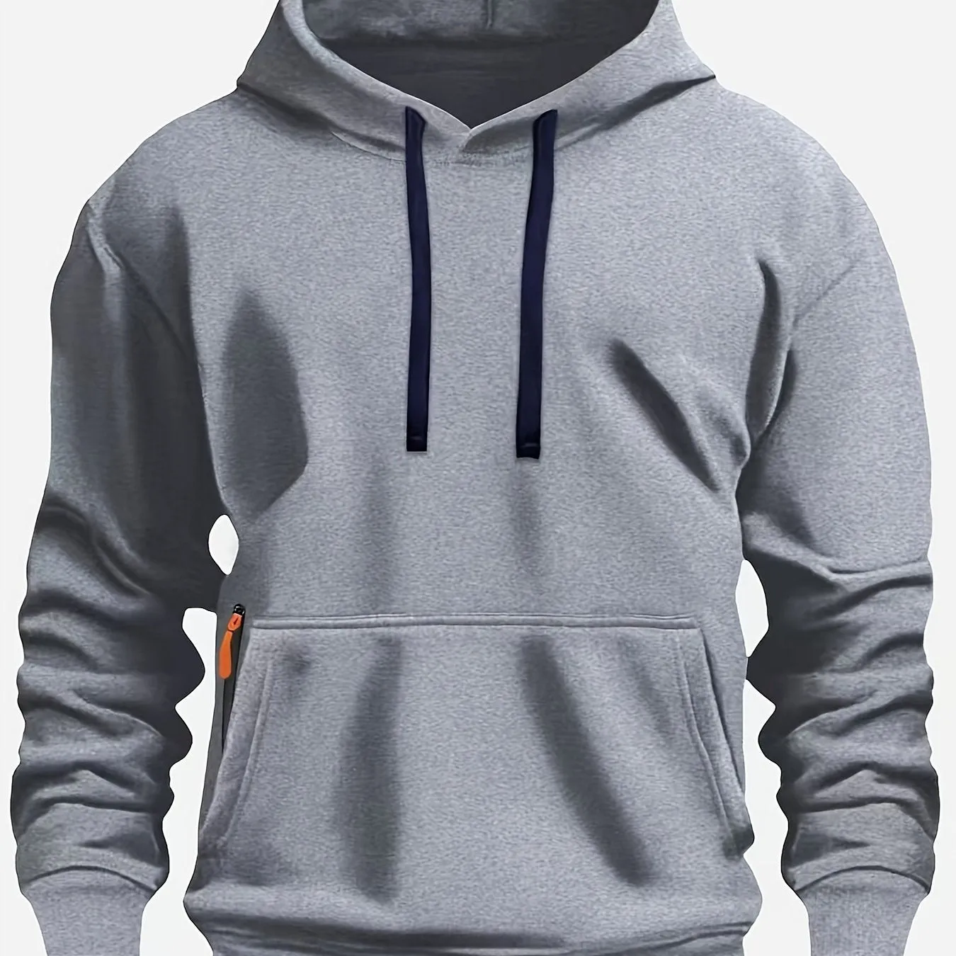 Men's Cozy Fleece Hoodie - Solid Color, Casual Pullover with Kangaroo Pocket for Outdoor