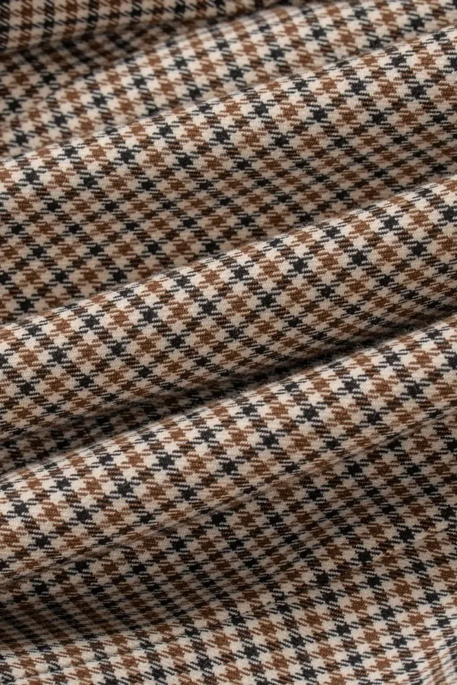 Men's Houndstooth Check Skinny Fit Suit Jacket - ELWOOD - Tan Brown