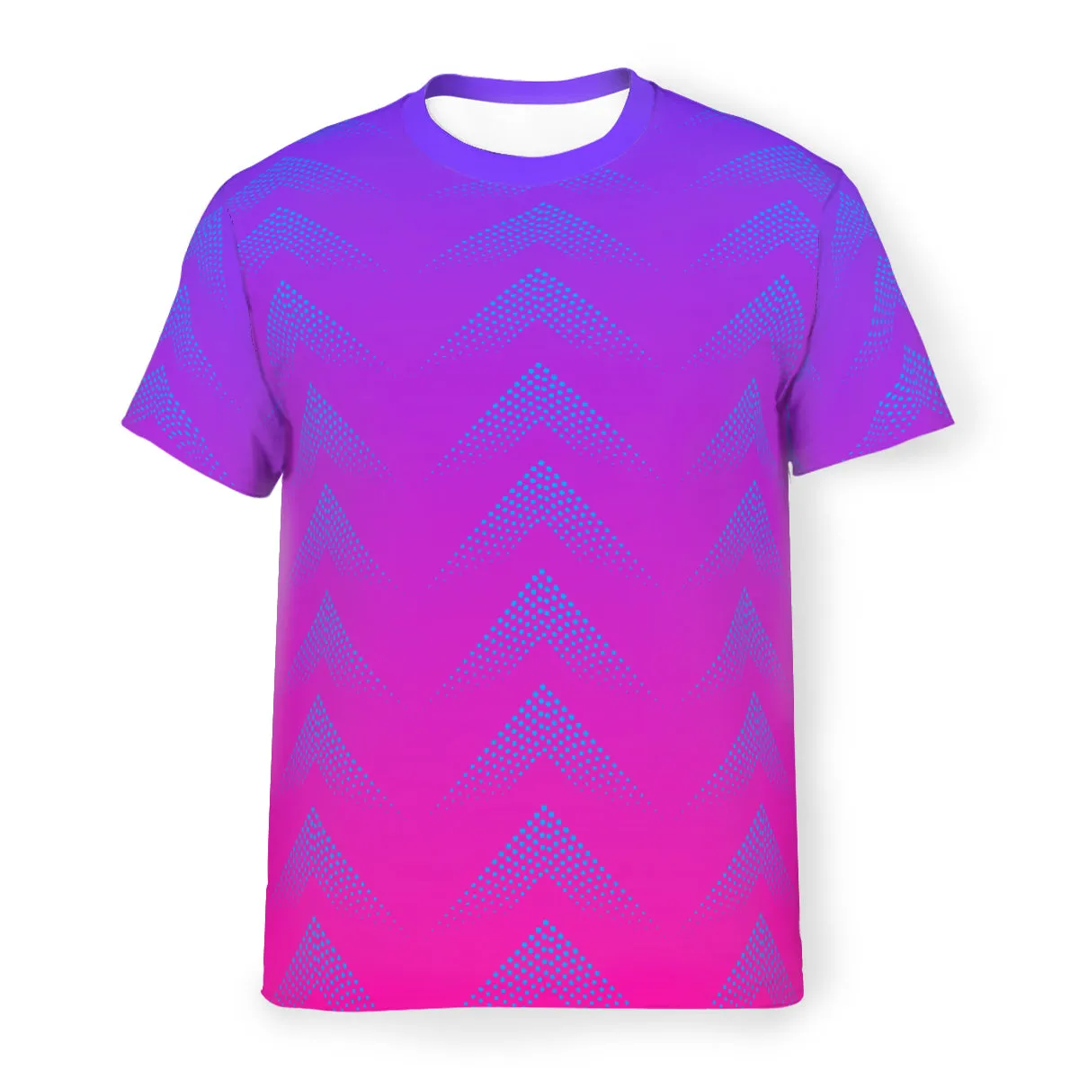 Men’s Mesh Tee – Breathable Purple & Pink Gradient Chevron T-Shirt (S-5XL)