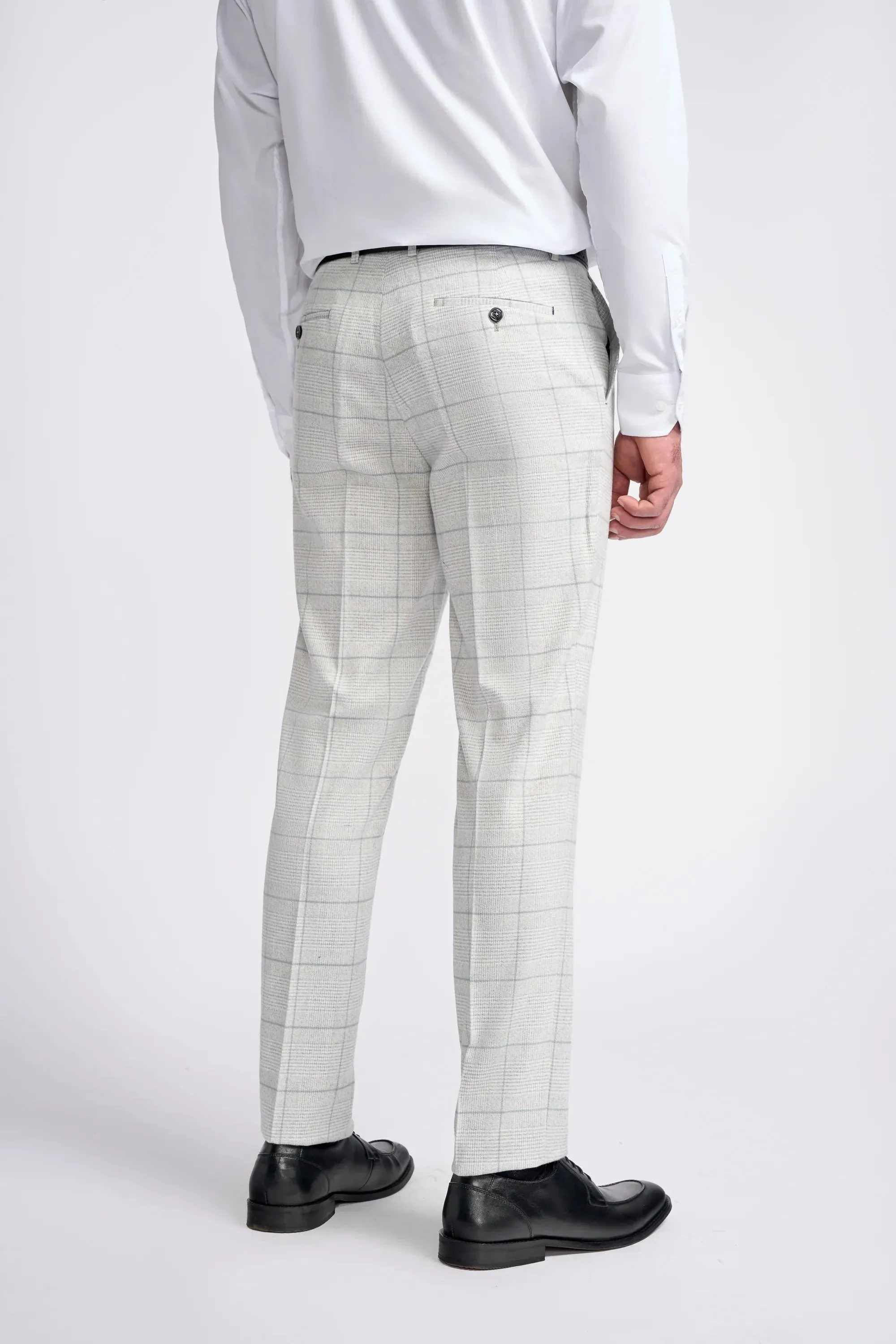 Men's Retro Check Grey Suit - RADIKA - Light Grey