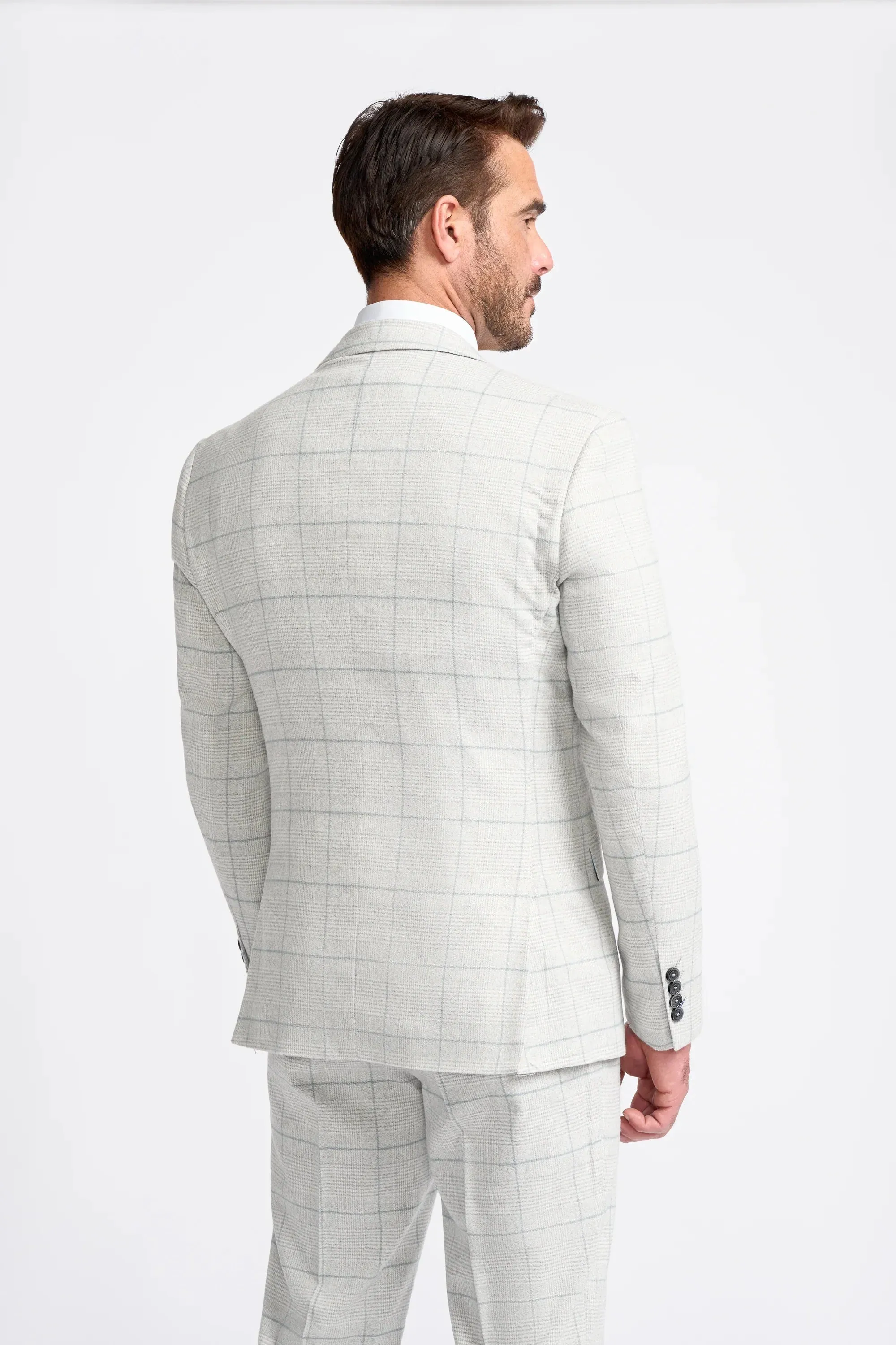 Men's Retro Check Grey Suit - RADIKA - Light Grey