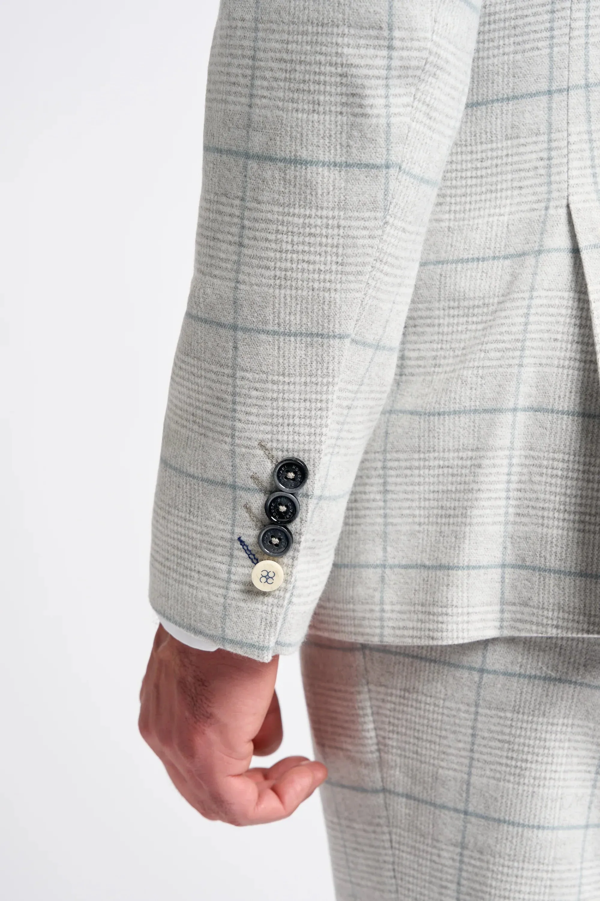 Men's Retro Check Grey Suit - RADIKA - Light Grey