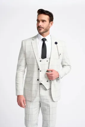 Men's Retro Check Grey Suit - RADIKA - Light Grey