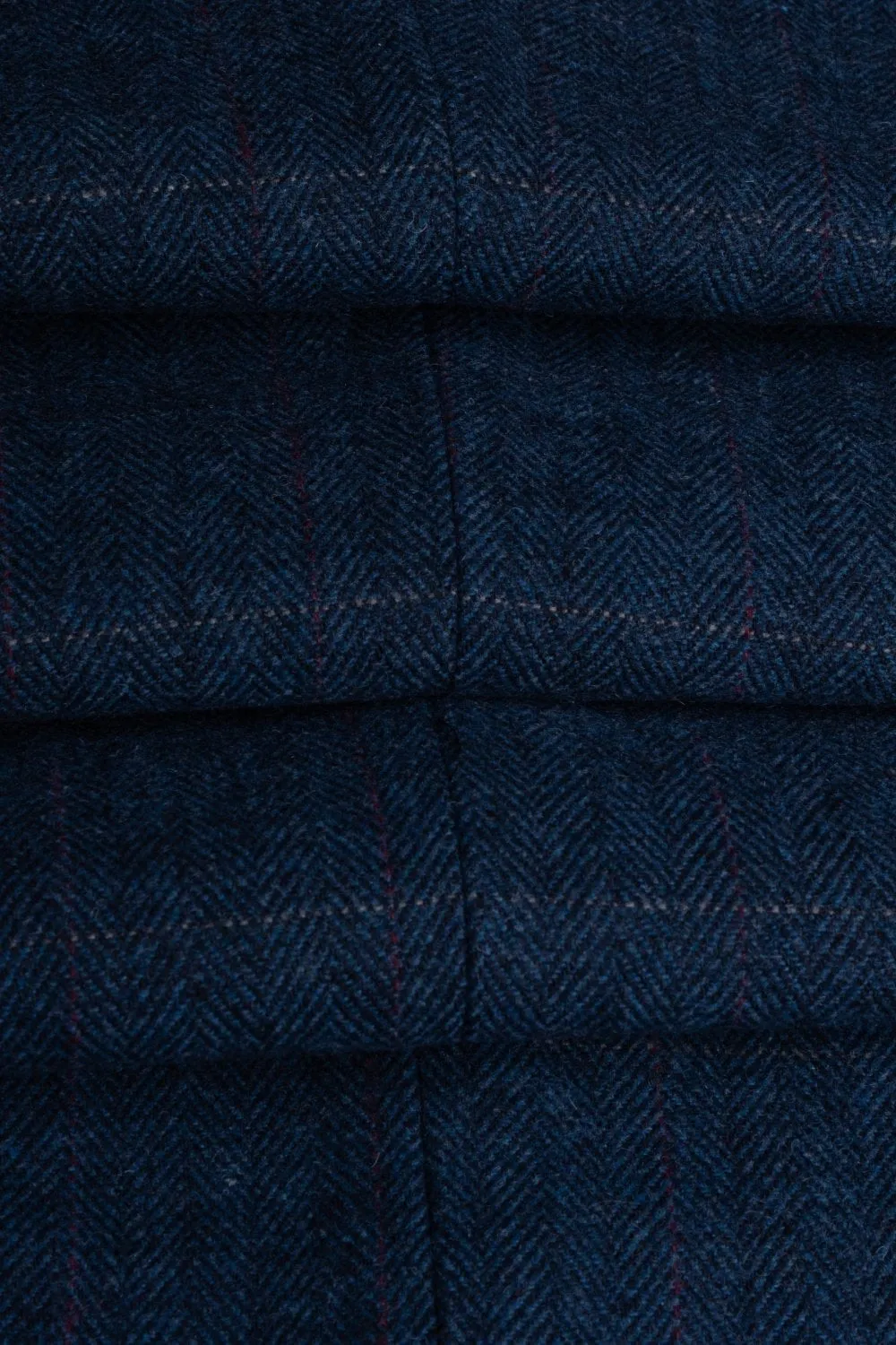 Men's Slim Fit Herringbone Tweed Suit Jacket - CARNEGI - Blue