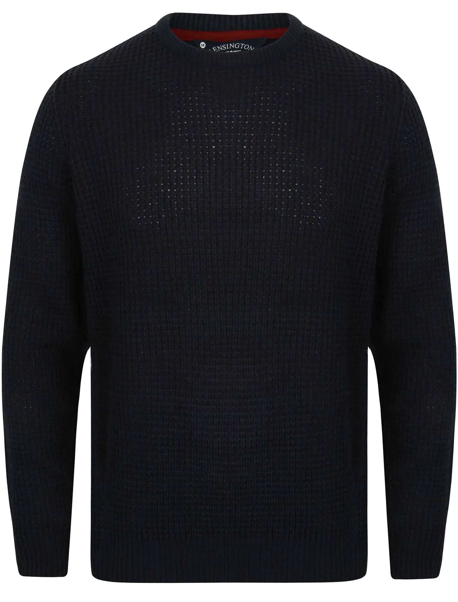 Novi Crew Neck Texture Knitted Jumper in Dark Navy - Kensington Eastside