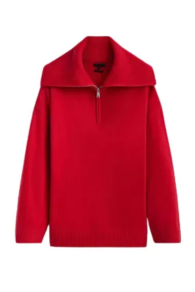 'Olive' Collared Half-Zip Long Sleeve Knitted Sweater (2 Colors)