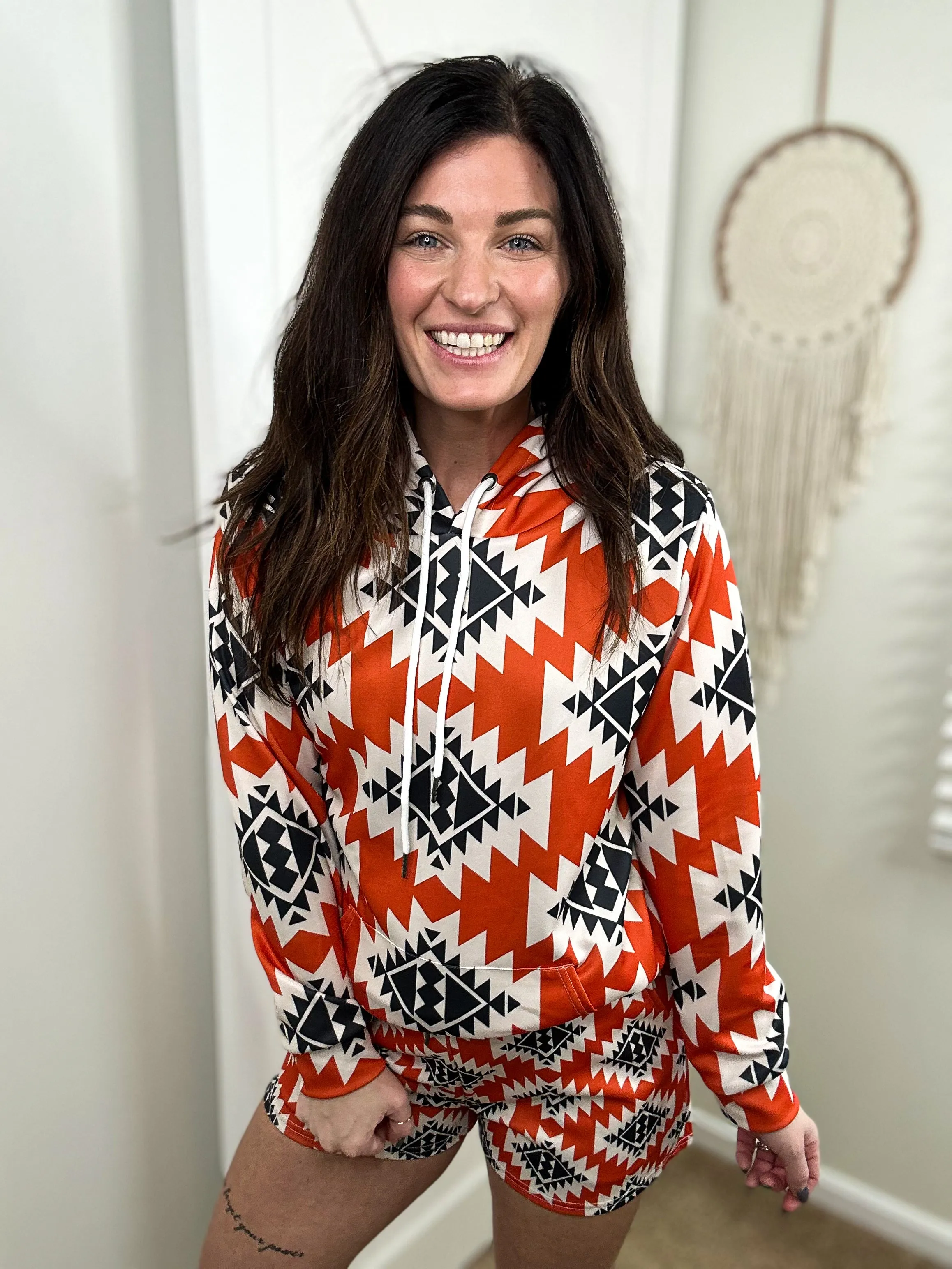 Orange & Black Aztec Hoodie