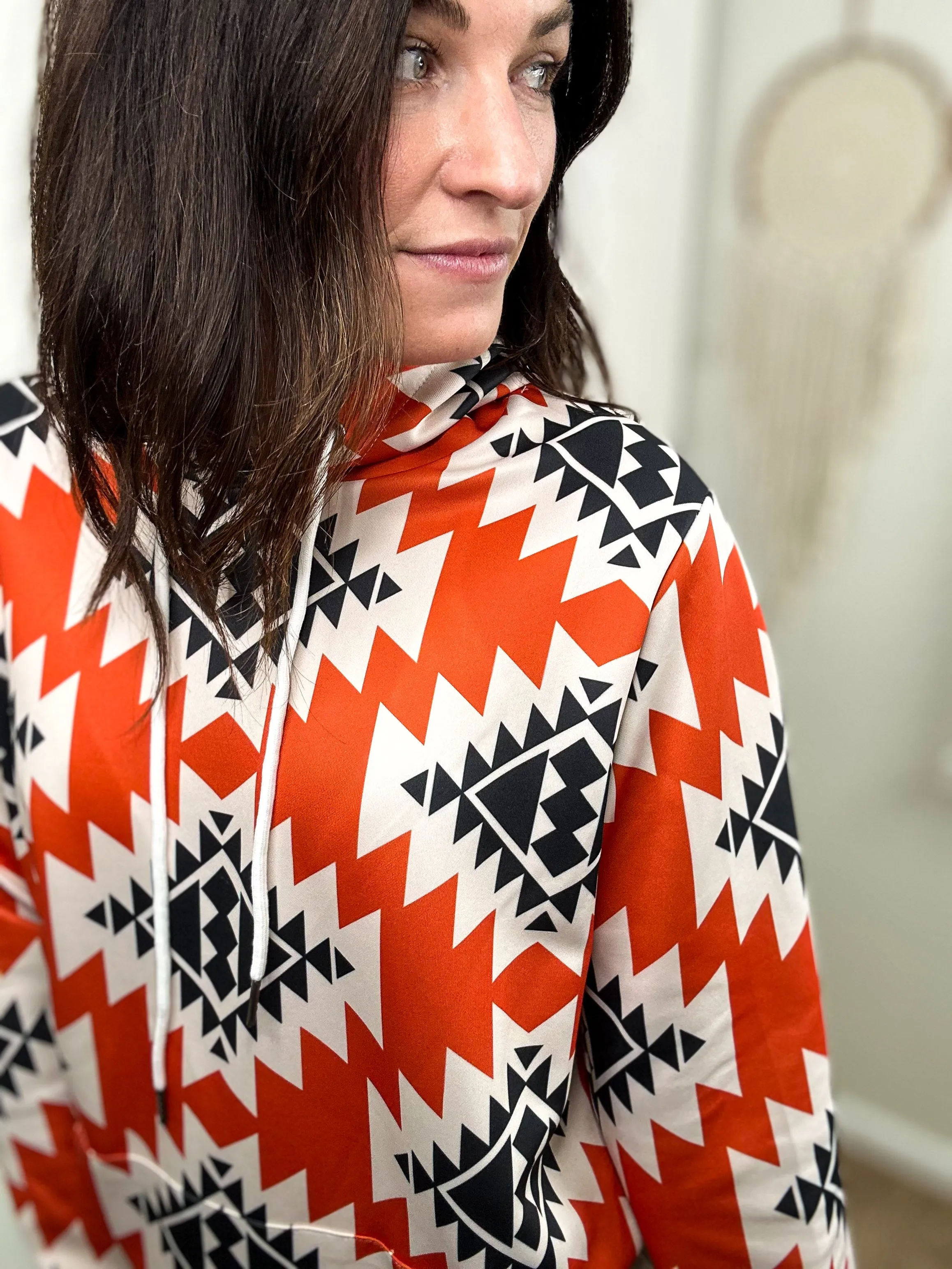 Orange & Black Aztec Hoodie