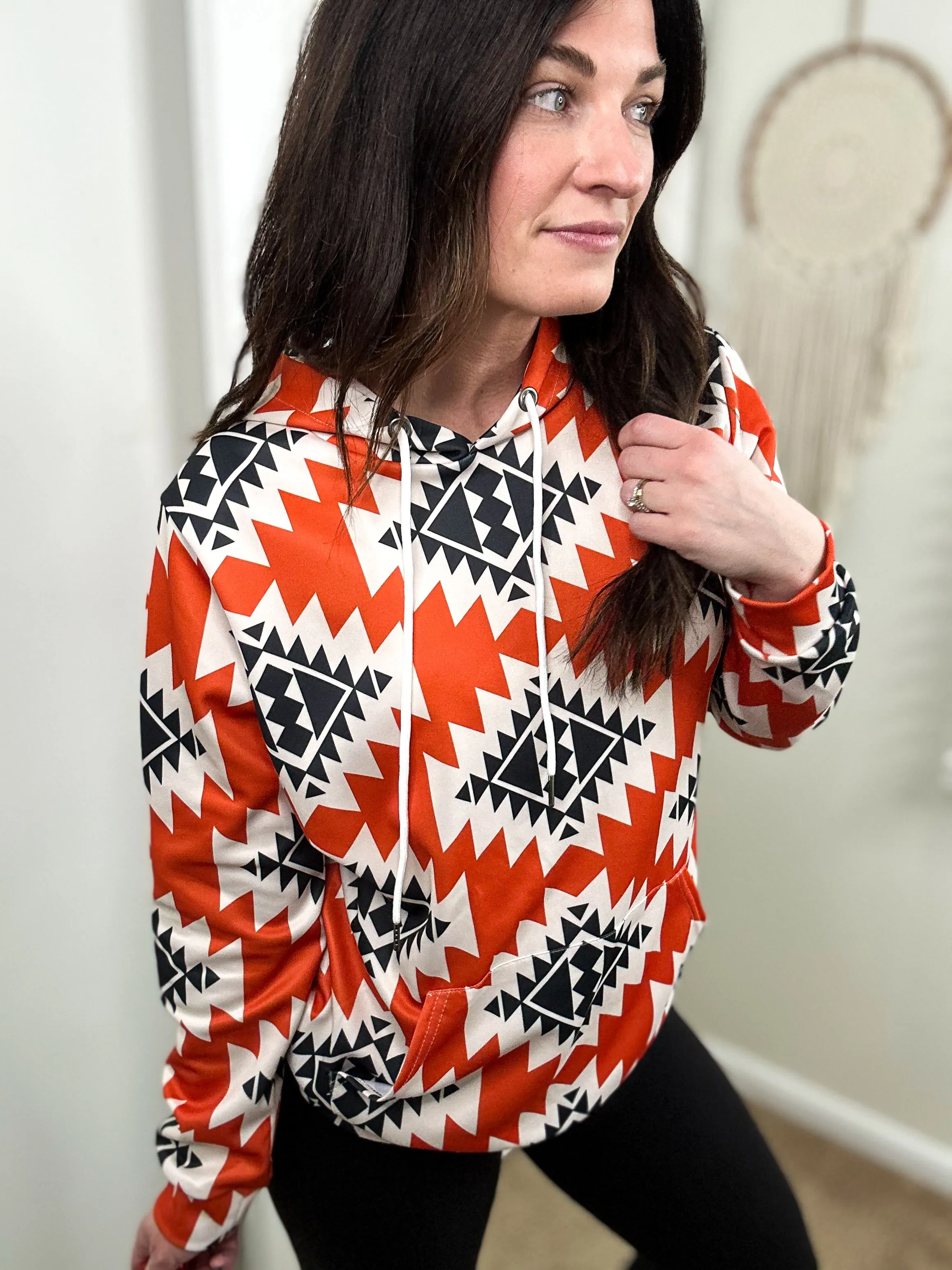 Orange & Black Aztec Hoodie