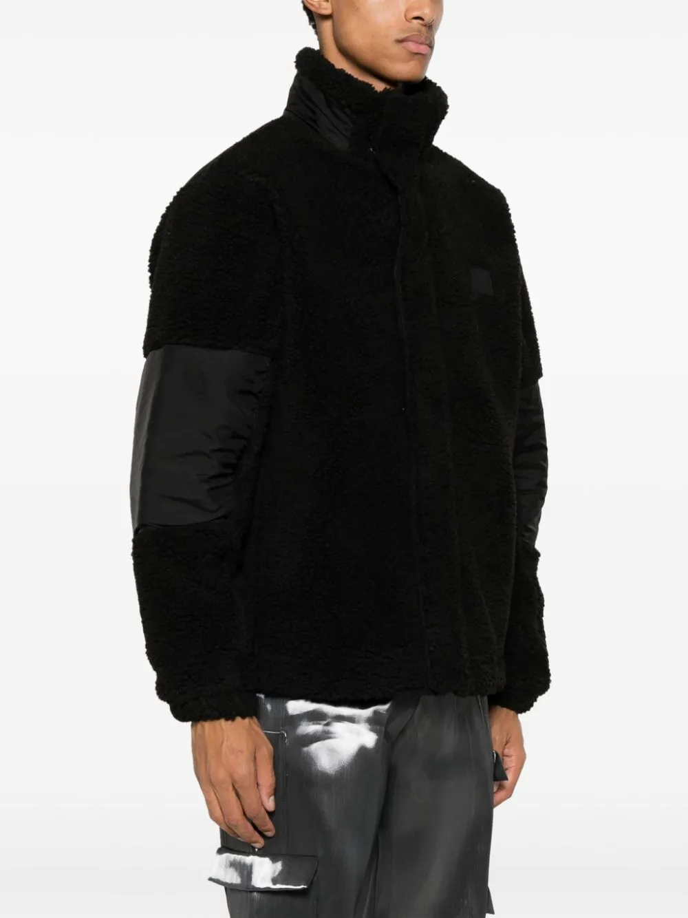 panelled fleece-texture jacket