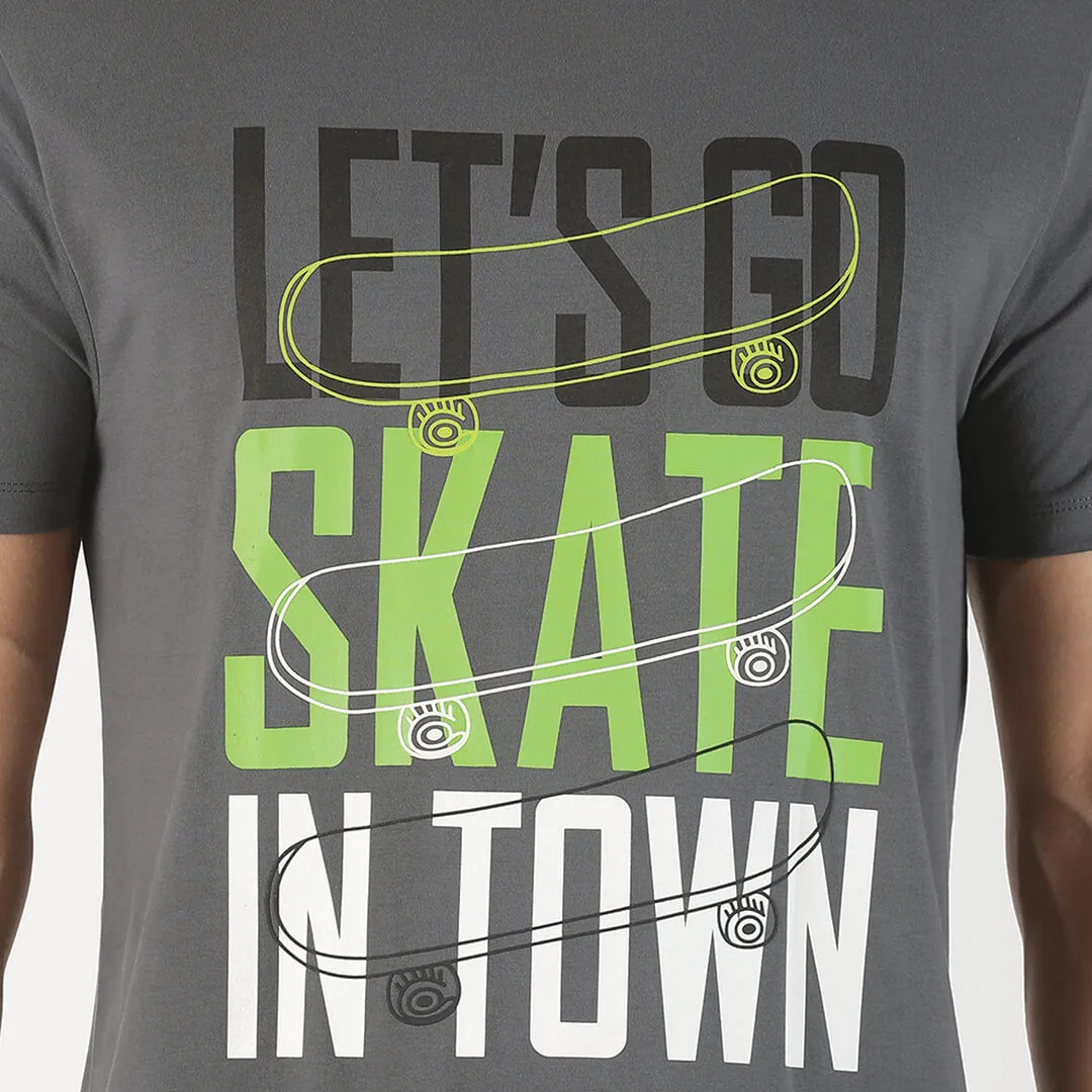 Printed T-shirt- Steel Grey