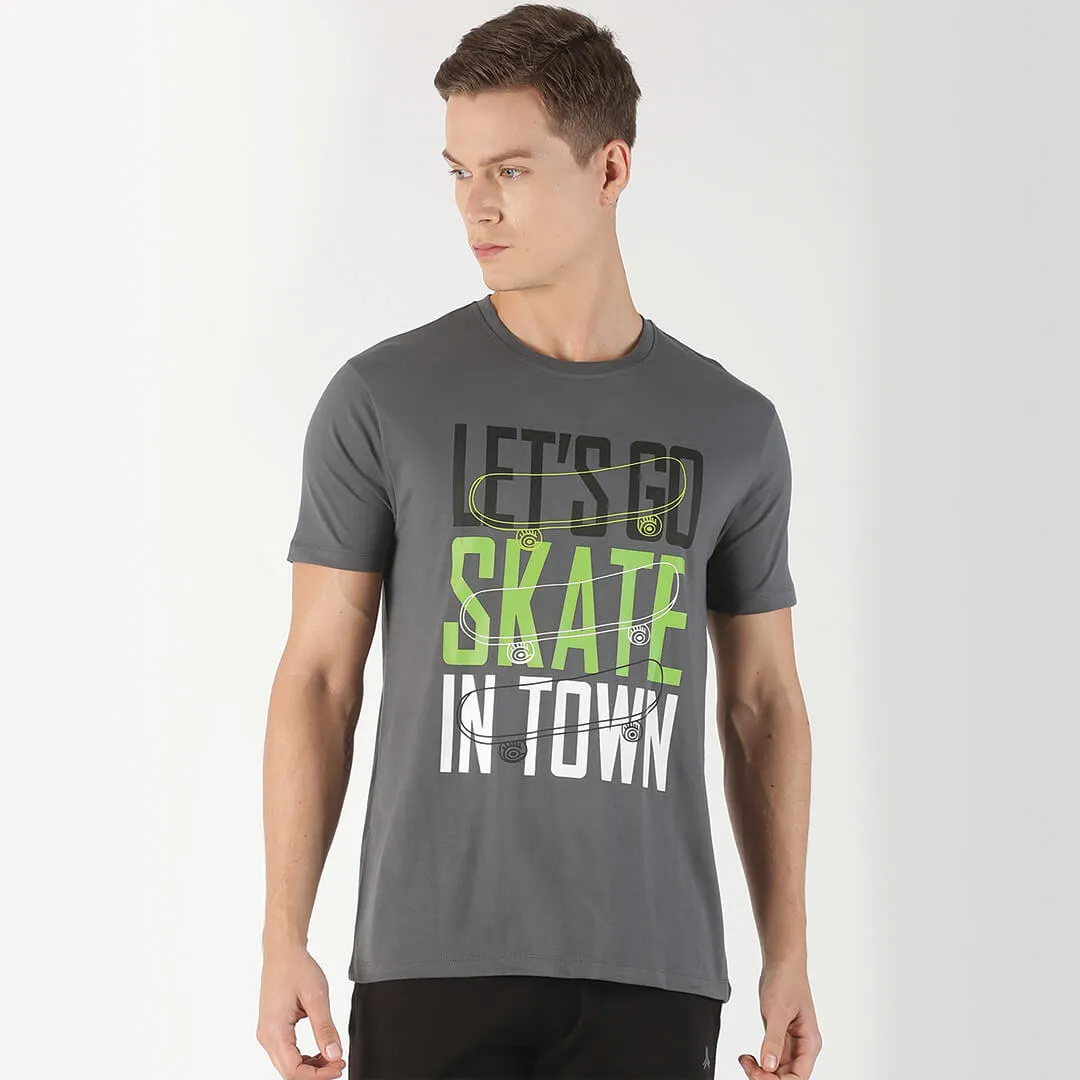 Printed T-shirt- Steel Grey