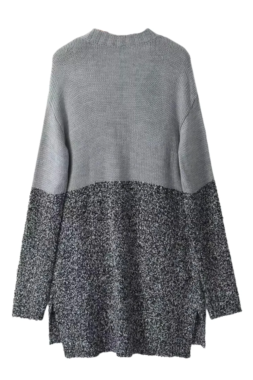 'Rhianna' Color Block Mid-Length Wool Cardigan
