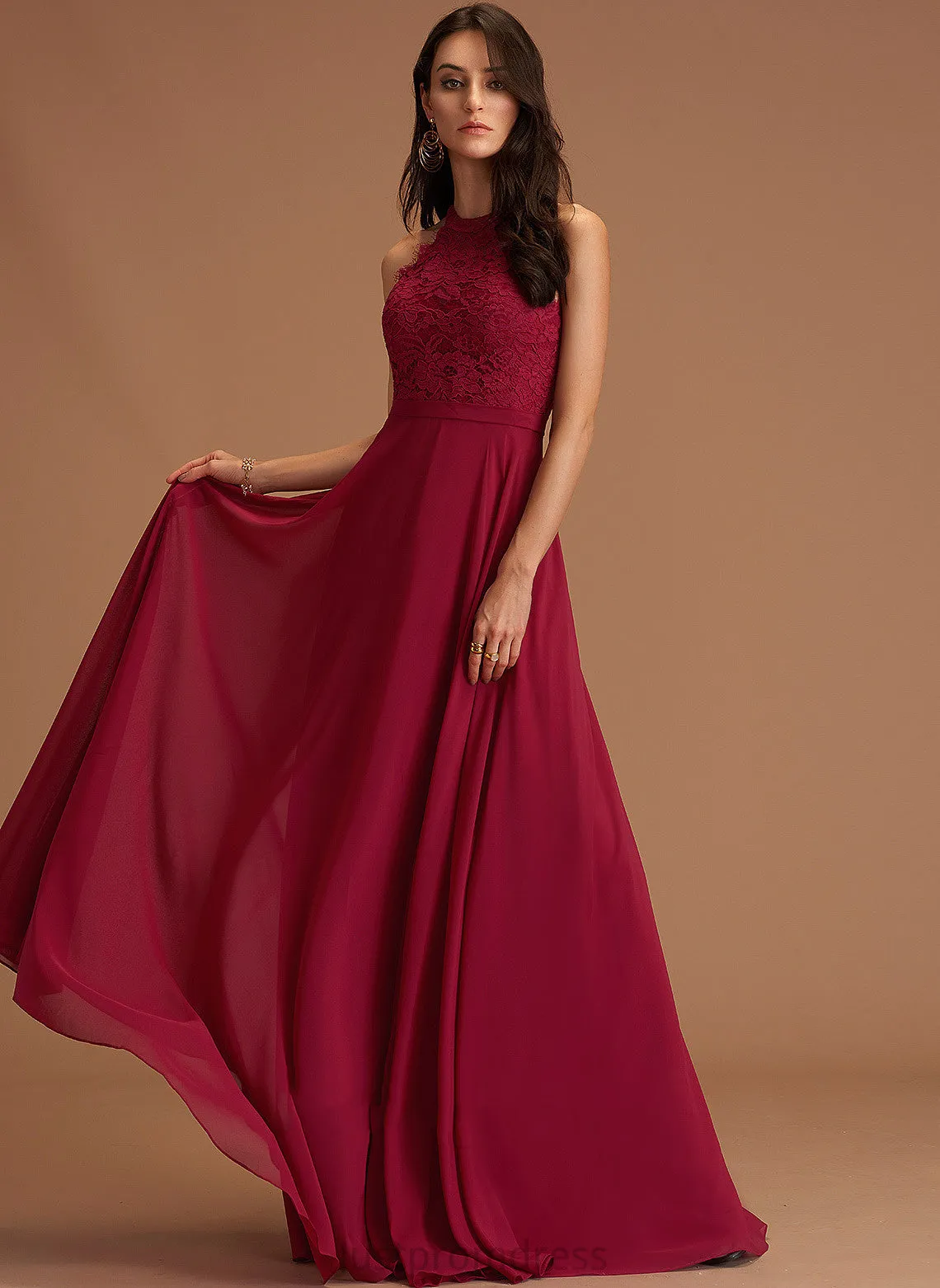 Round Formal Dresses Neck Chiffon A-line Heidi Dresses