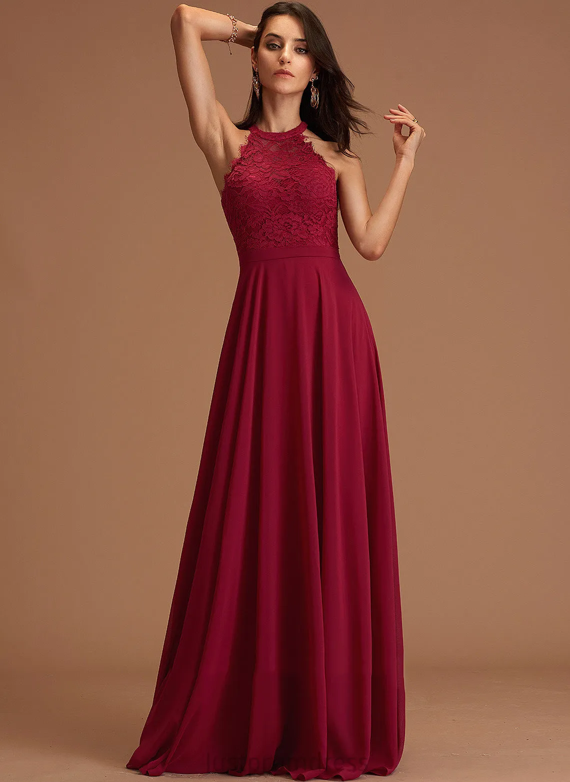 Round Formal Dresses Neck Chiffon A-line Heidi Dresses