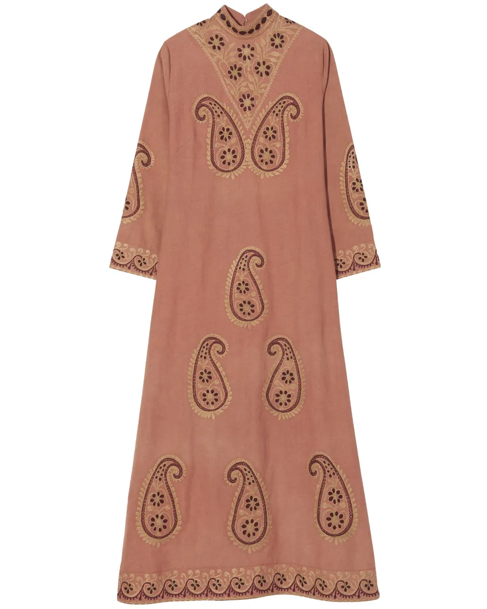Rust Embroidered Elena Midi Dress