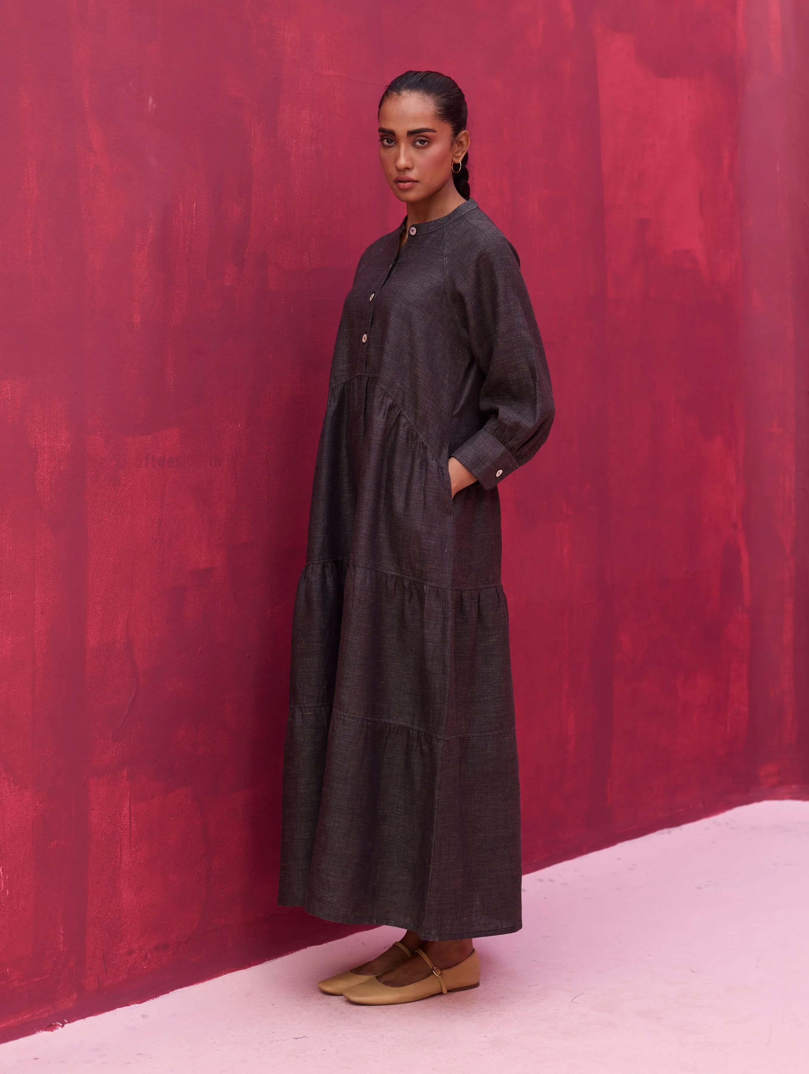 Shiri Linen Dress - Charcoal