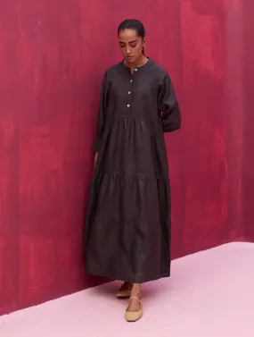 Shiri Linen Dress - Charcoal