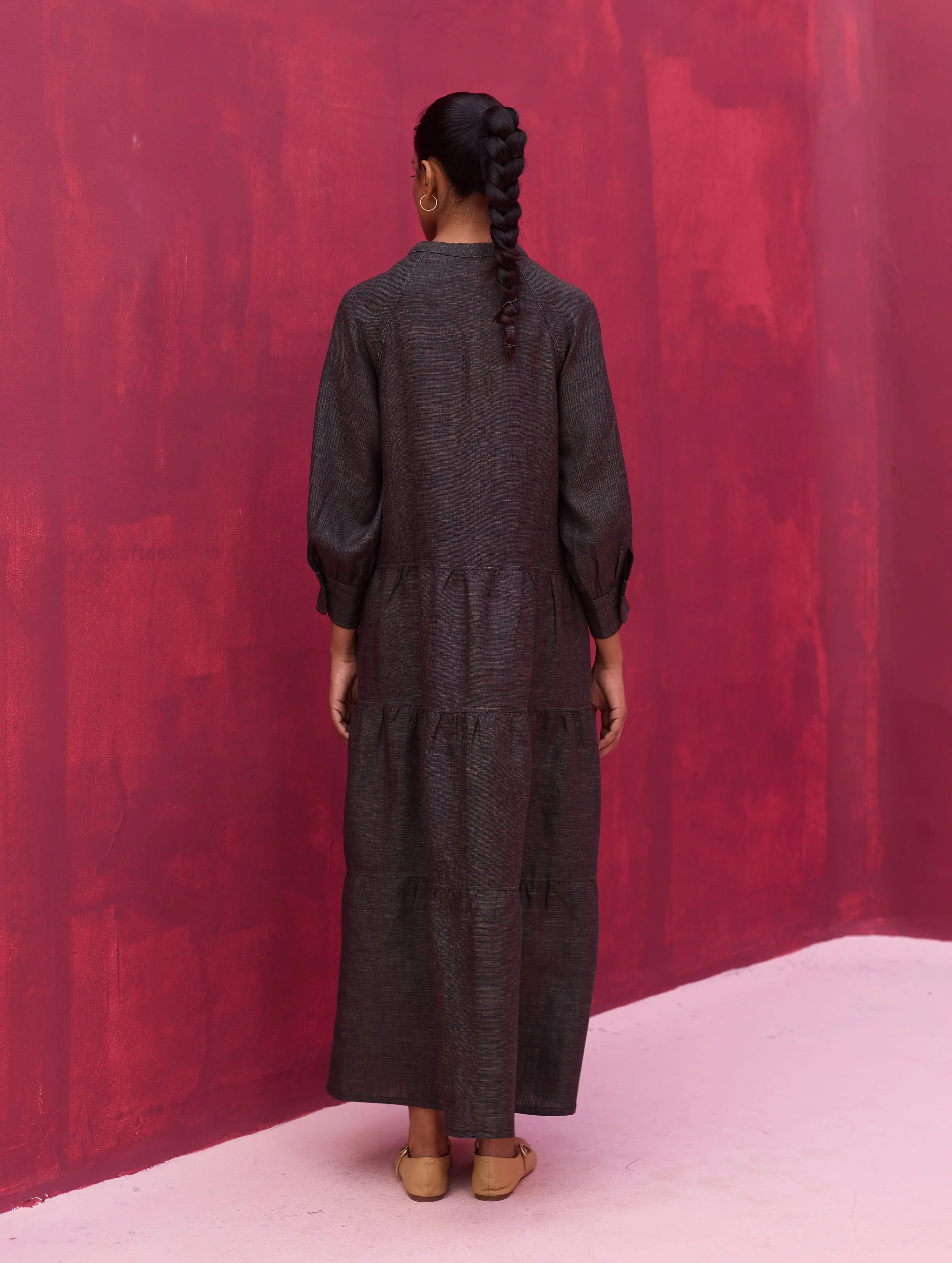 Shiri Linen Dress - Charcoal