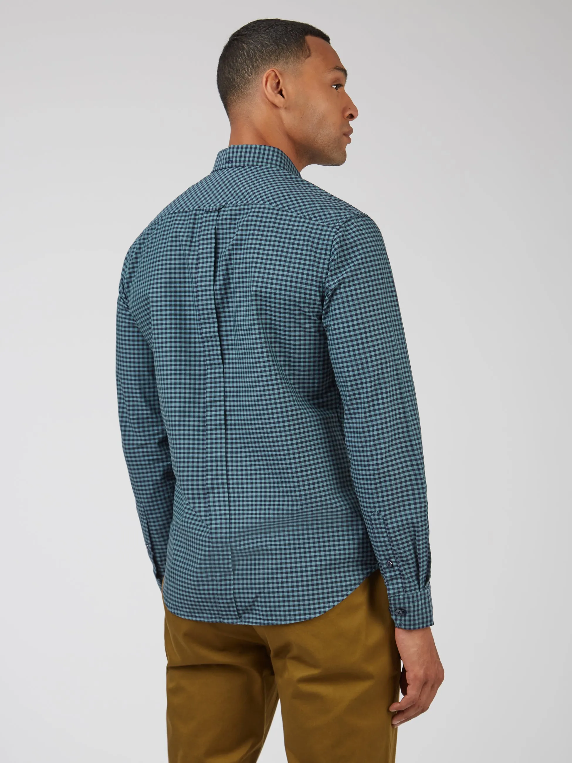 Signature Long-Sleeve Gingham Shirt - Dark Emerald