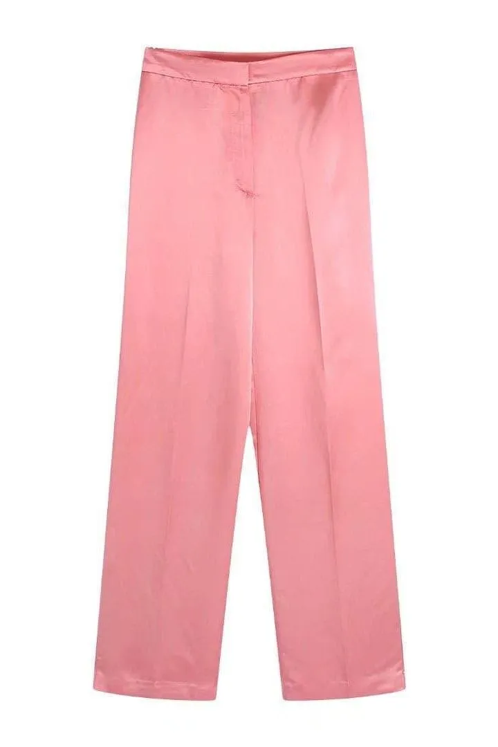 Silk satin texture straight pants