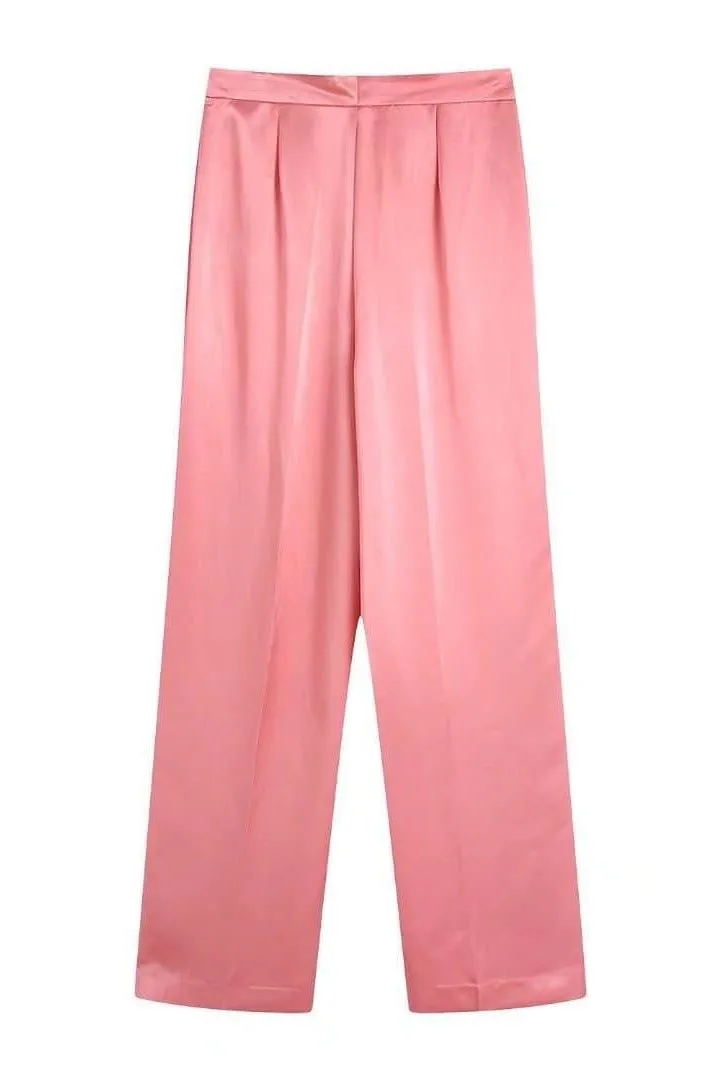 Silk satin texture straight pants