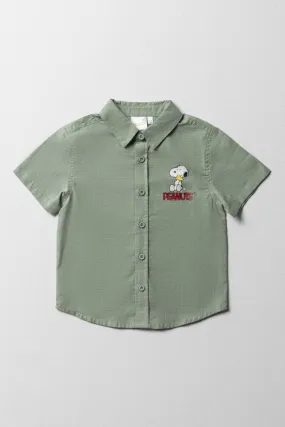 Snoopy Short Sleeve Shirt Light Green