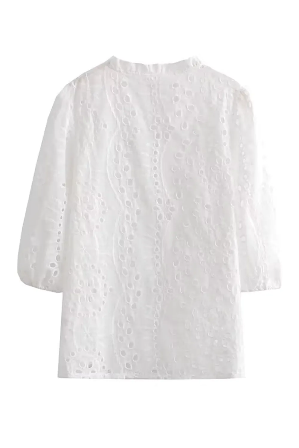 'Sonya' V-Neck Embroidery Shirt (2 Colors)