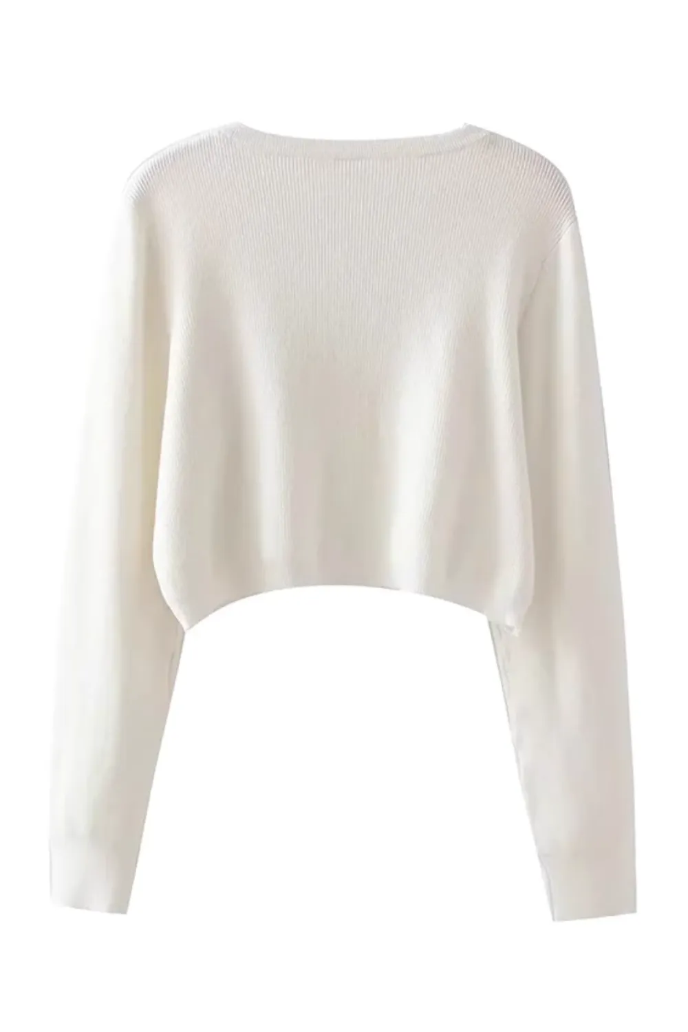 'Sophia' Round-Neck Knitted Cropped Sweater