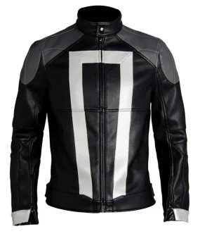 Spine Spark Men Agents Of Shield Ghost Rider Black Leather Jacket