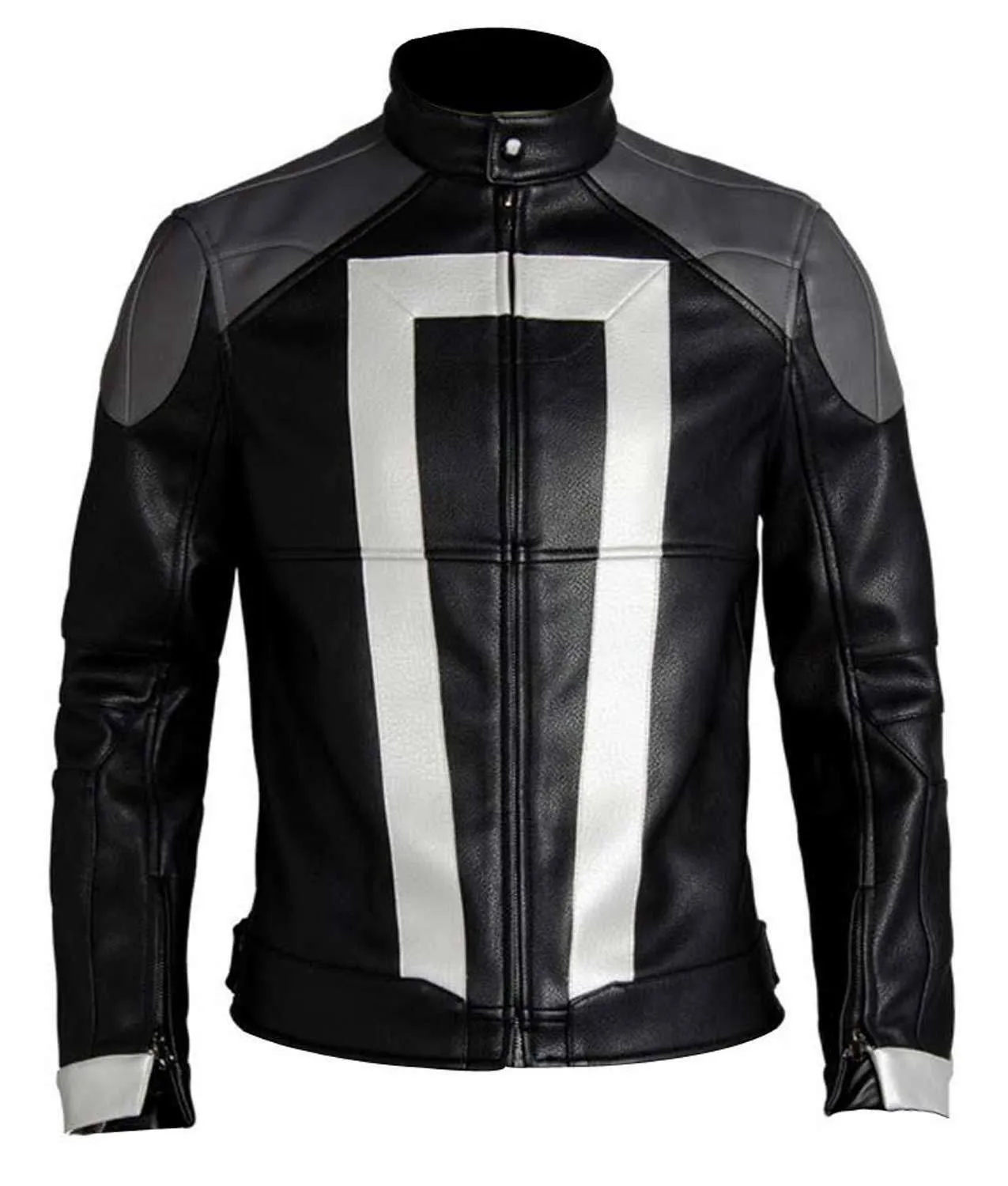 Spine Spark Men Agents Of Shield Ghost Rider Black Leather Jacket