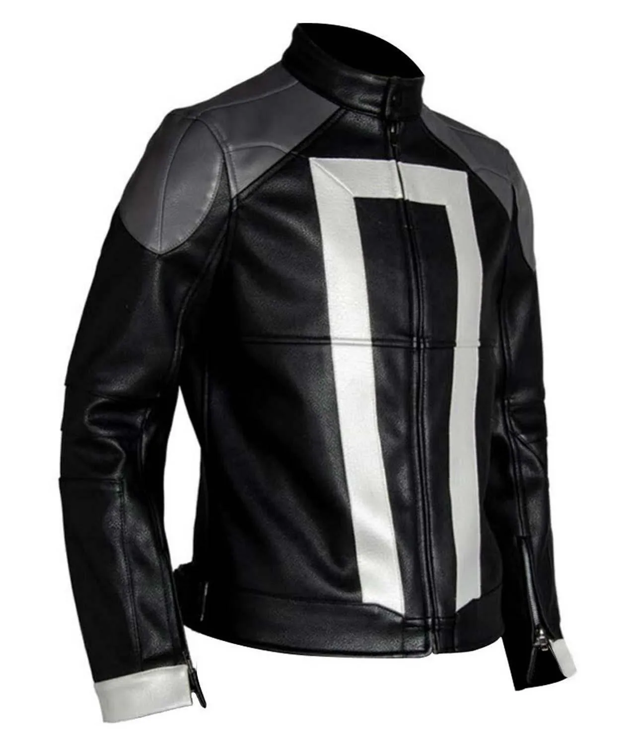 Spine Spark Men Agents Of Shield Ghost Rider Black Leather Jacket