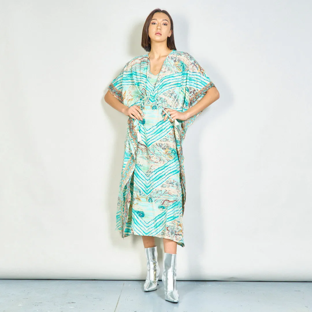 Striped floral print kaftan dress wholesale