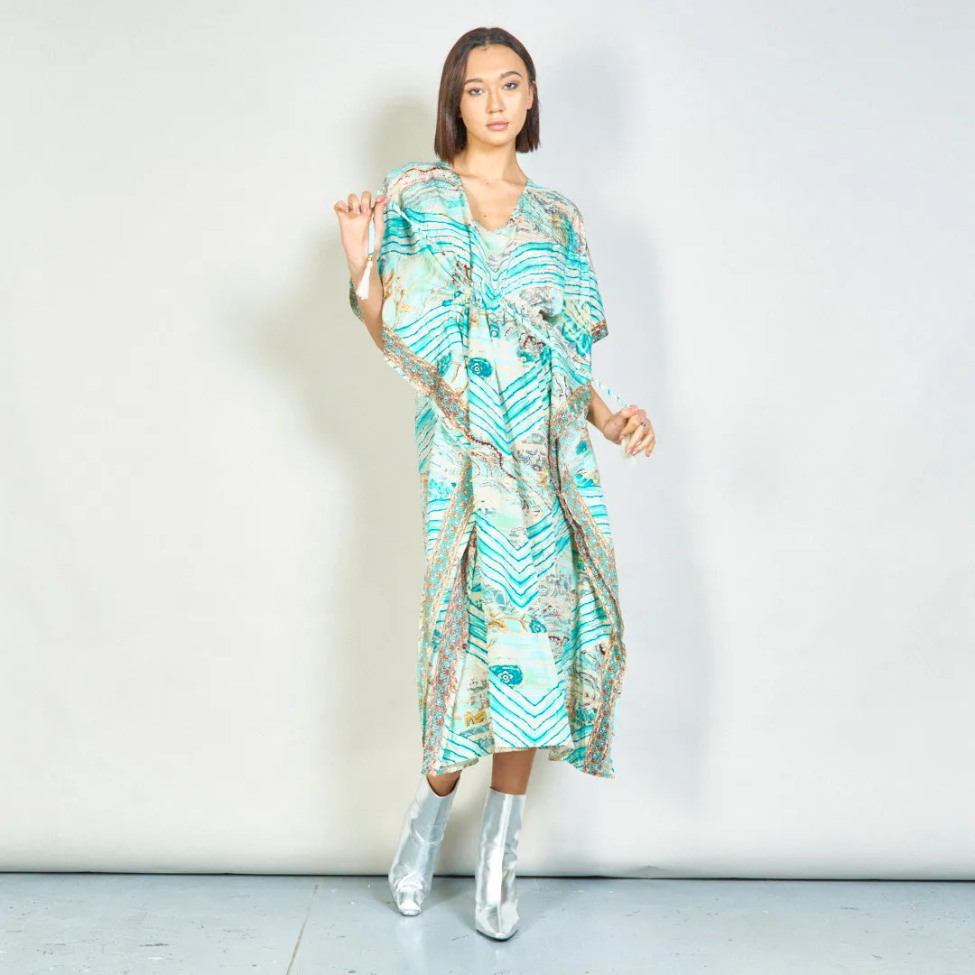 Striped floral print kaftan dress wholesale