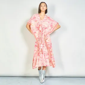 Striped floral print kaftan dress wholesale