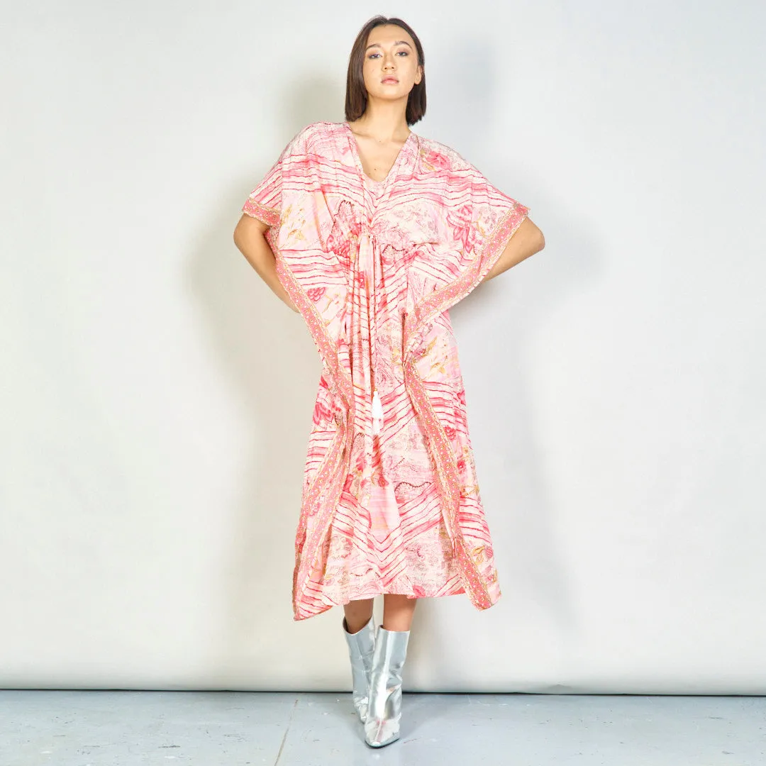 Striped floral print kaftan dress wholesale