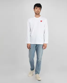 T118 LS RED HEART  T-SHIRT / WHITE