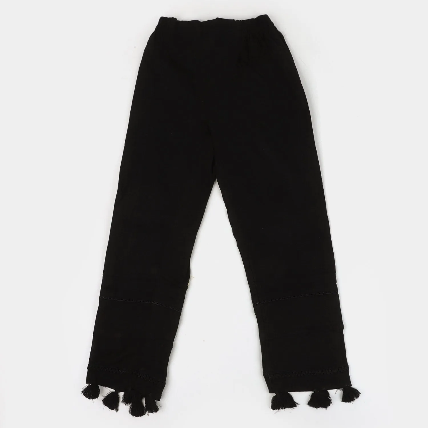 Teens Girls Cotton Straight Pant- Black