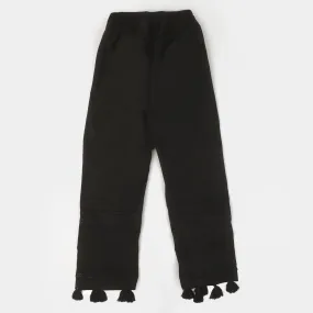 Teens Girls Cotton Straight Pant- Black