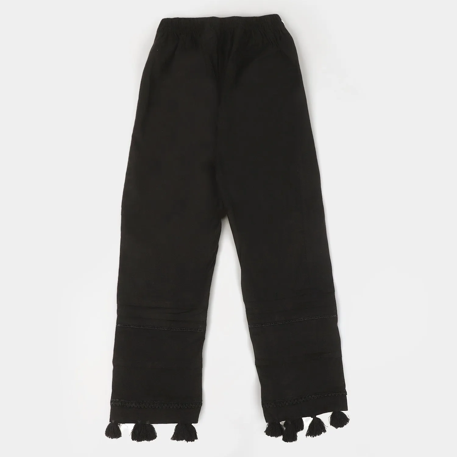 Teens Girls Cotton Straight Pant- Black