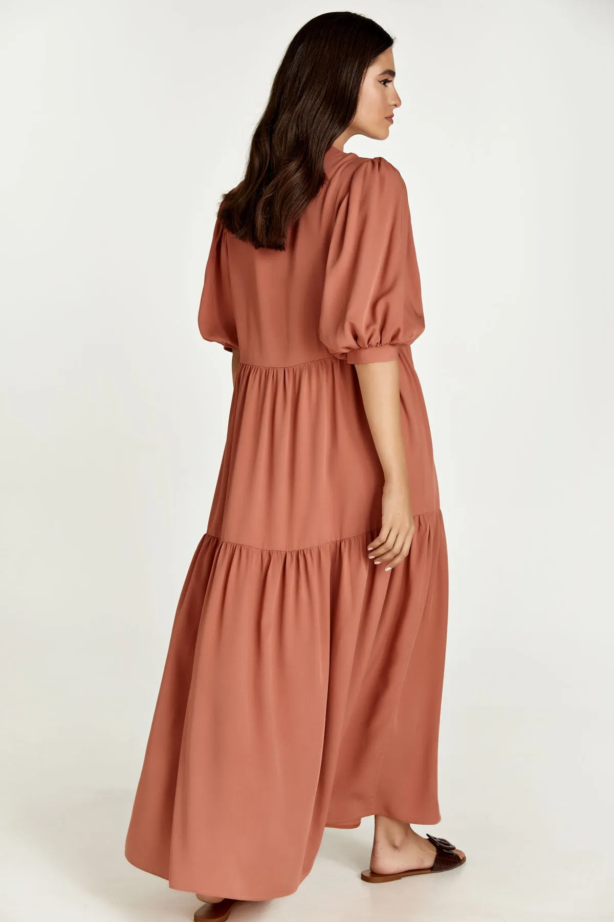 Terracotta V Neck Maxi Dress