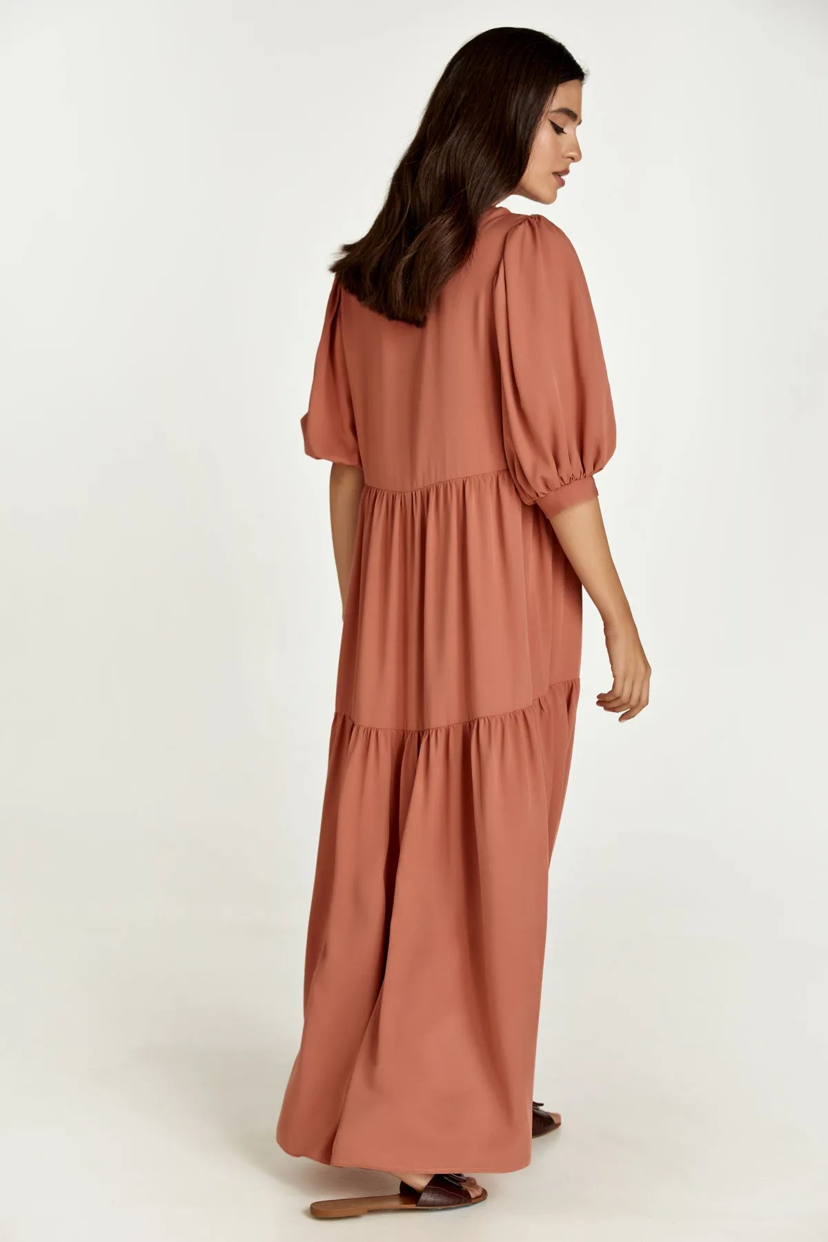 Terracotta V Neck Maxi Dress