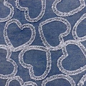 Textured Denim Hearts Fabric