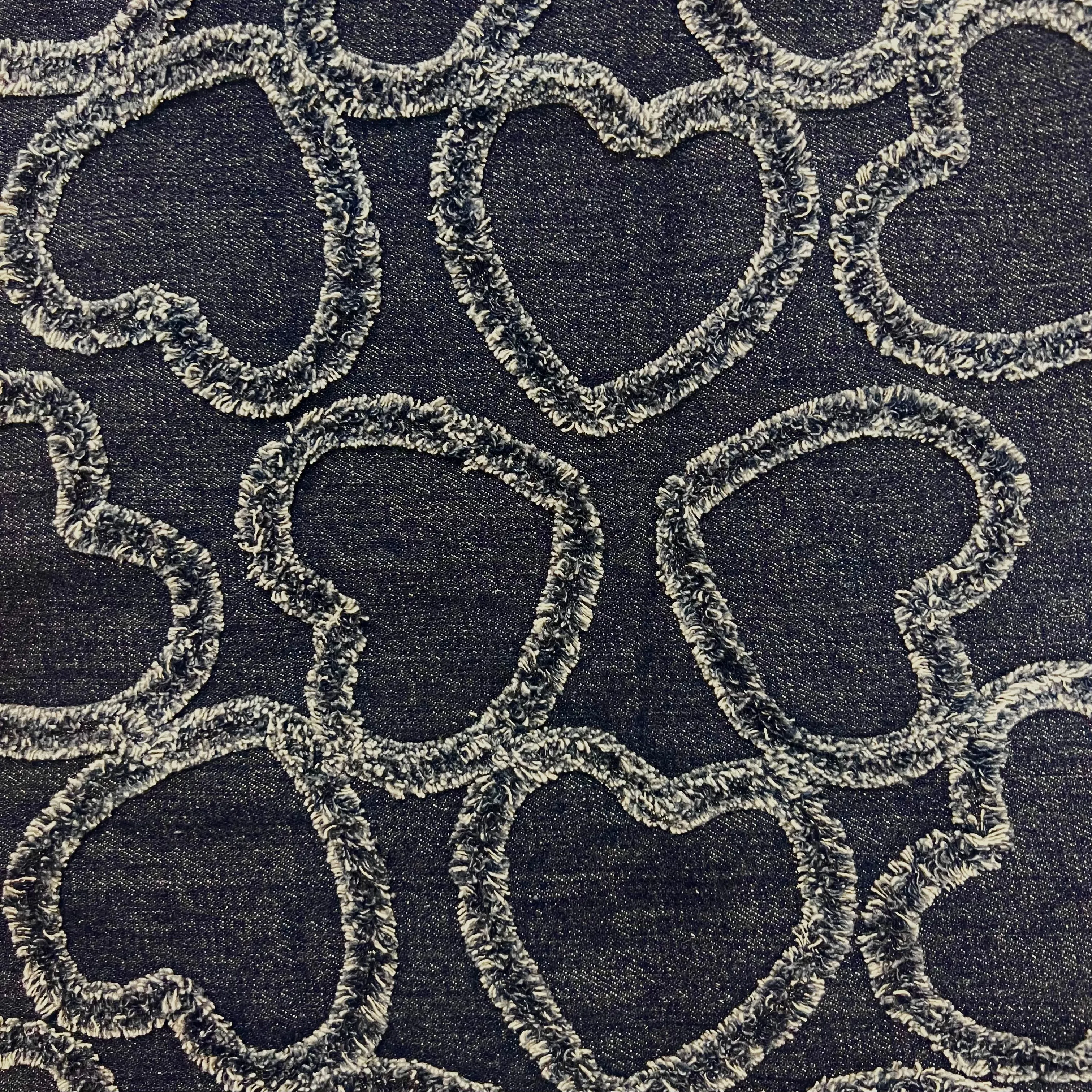 Textured Denim Hearts Fabric