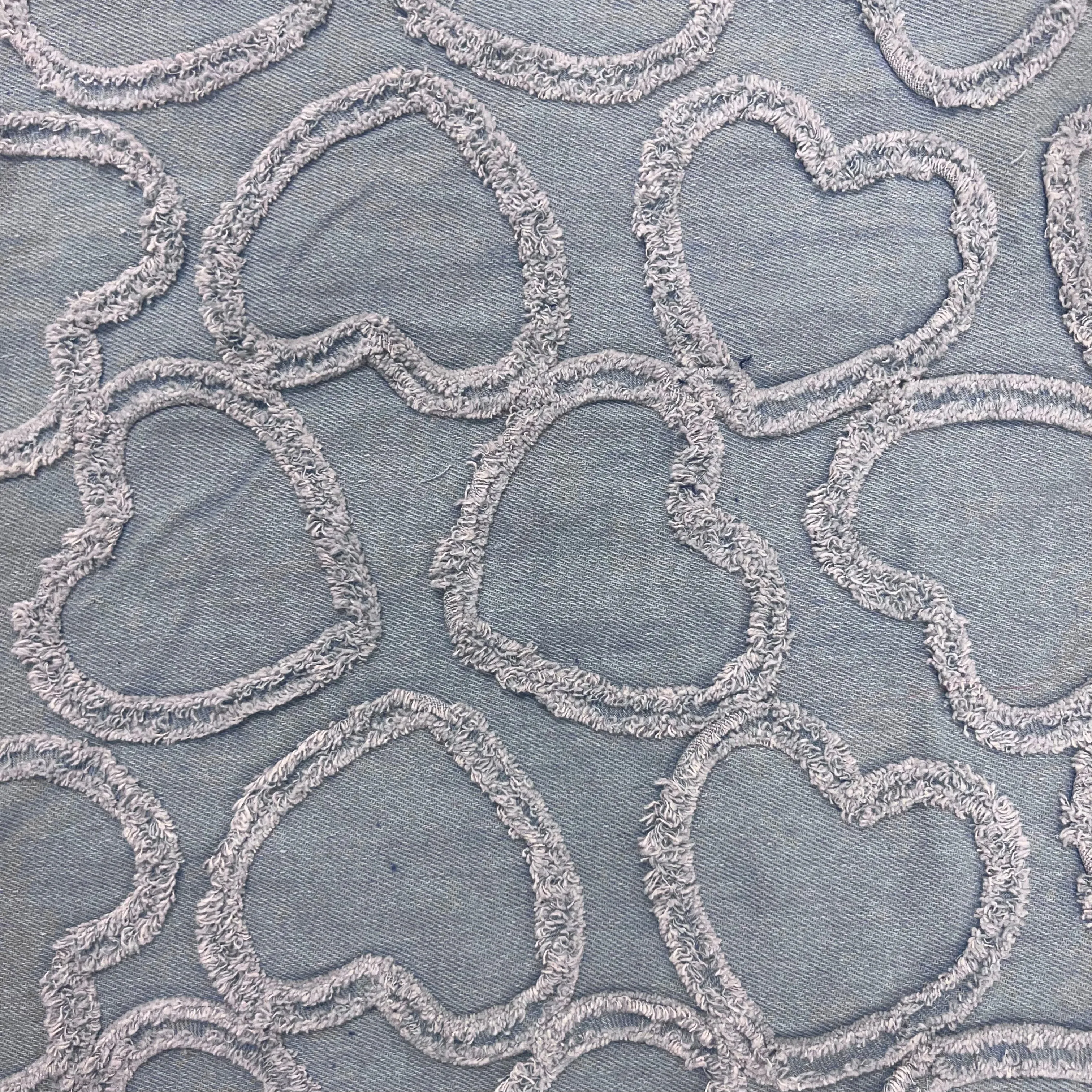Textured Denim Hearts Fabric