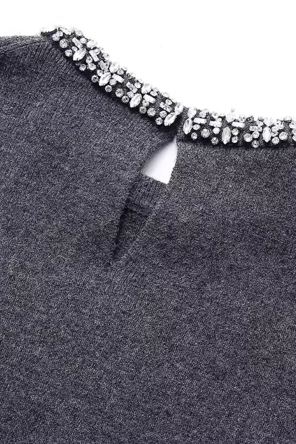 'Thea' Embellished Neckline Knit Sweater